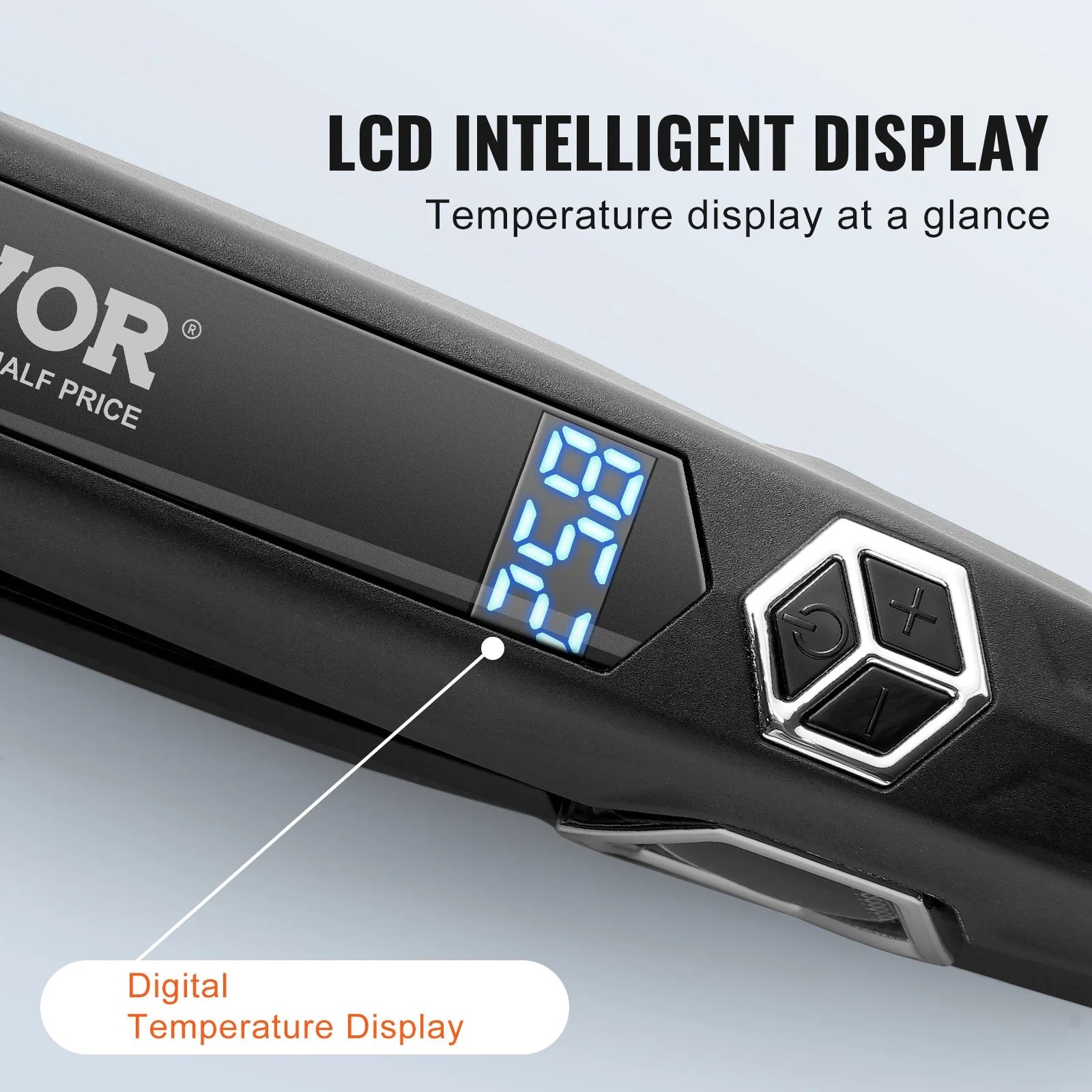 VEVOR Hair Straightener, 1.5-Inch Titanium Flat Iron, Dual Infrared Hair Straightener Flat Iron with LCD Display and 19 Temp Levels - 210¡Ãf to 450¡Ãf, Dual Voltage 110V/240V for Salon Home Travel Use