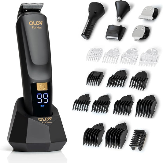 Beard Trimmer for Man , 21 Piece All-In-One Mens Grooming Kit and Hair Clippers,Body and Face with USB Recharge Dock