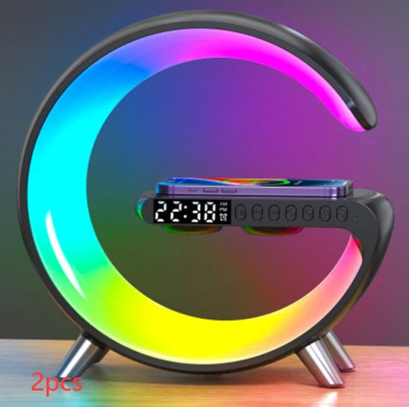 New Intelligent G Shaped LED Lamp Bluetooth Speake Wireless Charger Atmosphere Lamp App Control for Bedroom Home Decor